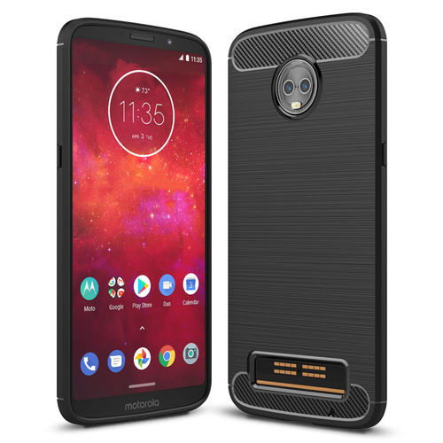 Flexi Slim Carbon Fibre Case for Motorola Moto Z3 Play - Brushed Black